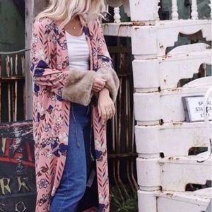 Zara floral kimono with Faux Fur cuffs